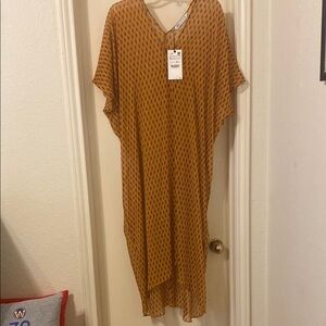 Zara Orange High Low V-Neck Dress